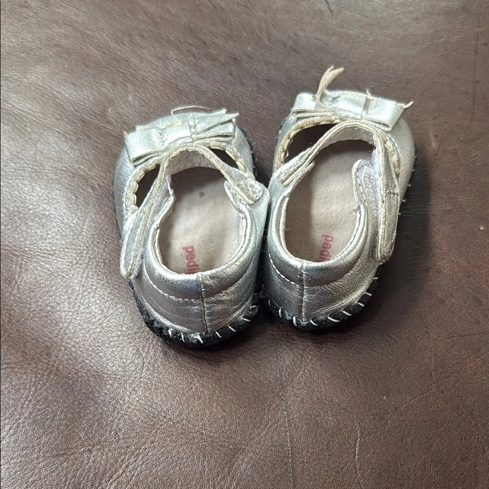 Pediped Betty Marry Jane Toddler Girl Size 0-6 Formal Dress Flats Silver